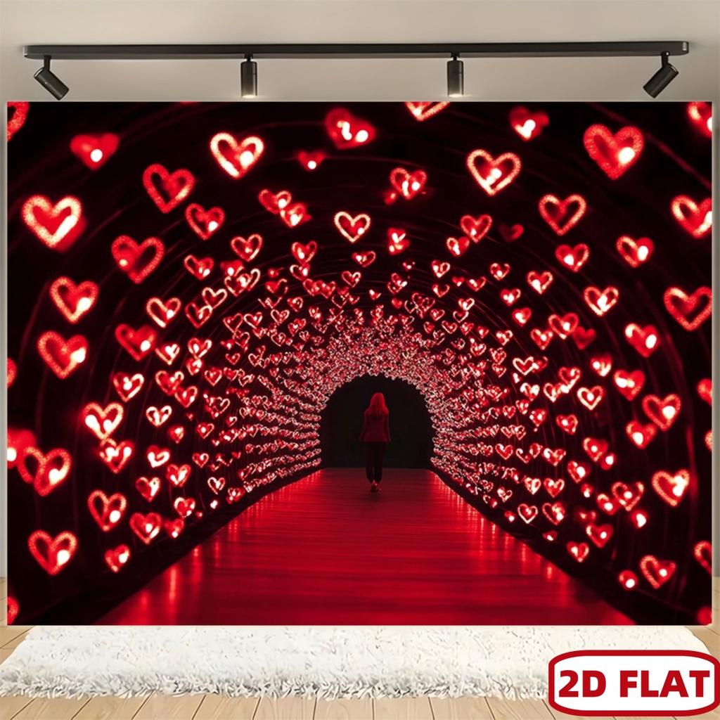 1Pcs Valentines Day Red Heart Tunnel Glow Decoration Background Love Backdrop Decorations For Photo Studio Photo Booth Party