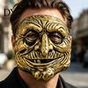 Masque de Fête Ambiance Sombre Halloween Masque de Clown Vintage, Accessoire Effrayant Or Argenté pour Fête, Mascarade Effrayante Costume Maison Hantée Cosplay Métal