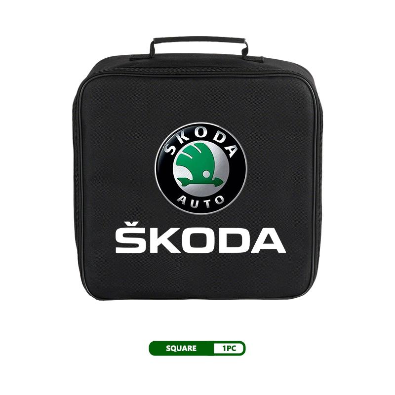 AES1 For Skoda Oxford Cloth Car Charge Cable Case Organiser Waterproof Charging Gun Storage Bag Kamiq Karoq Octavia 2 3 Rapid Scala