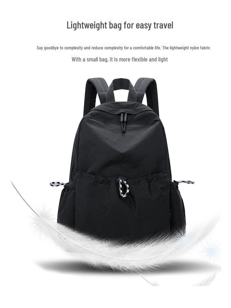2025 Frühling Koreanischer Damen-Nylon-Rucksack: Trendy einfarbige lässige Schultasche für Schüler