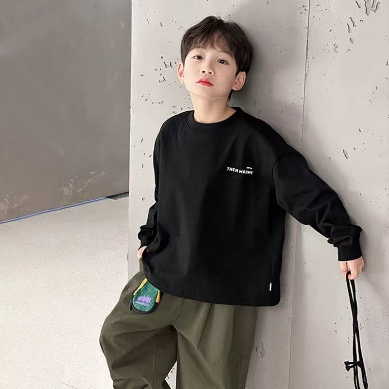 Boys Cotton Long Sleeve T Shirt Spring Autumn Casual Base Layer Top Kids Comfortable Tee