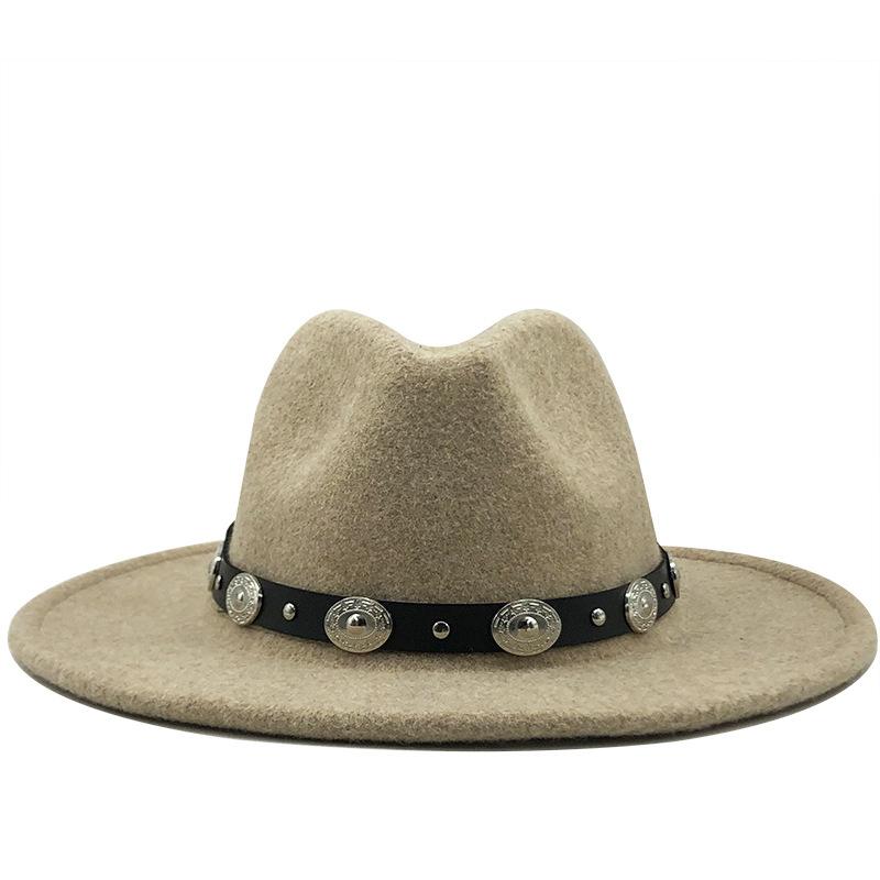 Autumn and winter new top hat big eave hat fashion flat hat British classic jazz hat wool hat