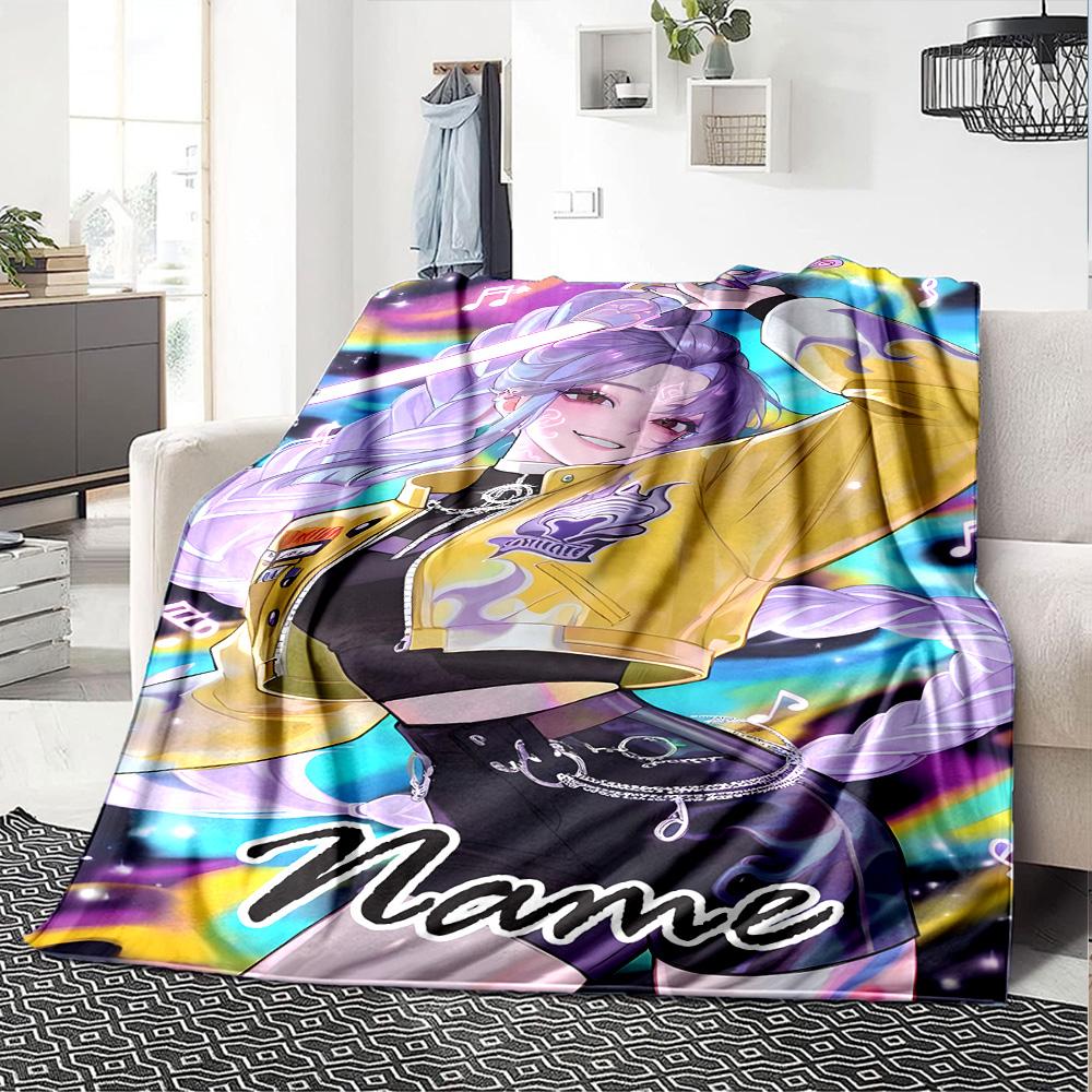 Customizable KPop Demon Hunters51 Throw Blanket – Personalized Name, All-Season Cozy Snug Blanket, Machine Washable, Personalized Blanket