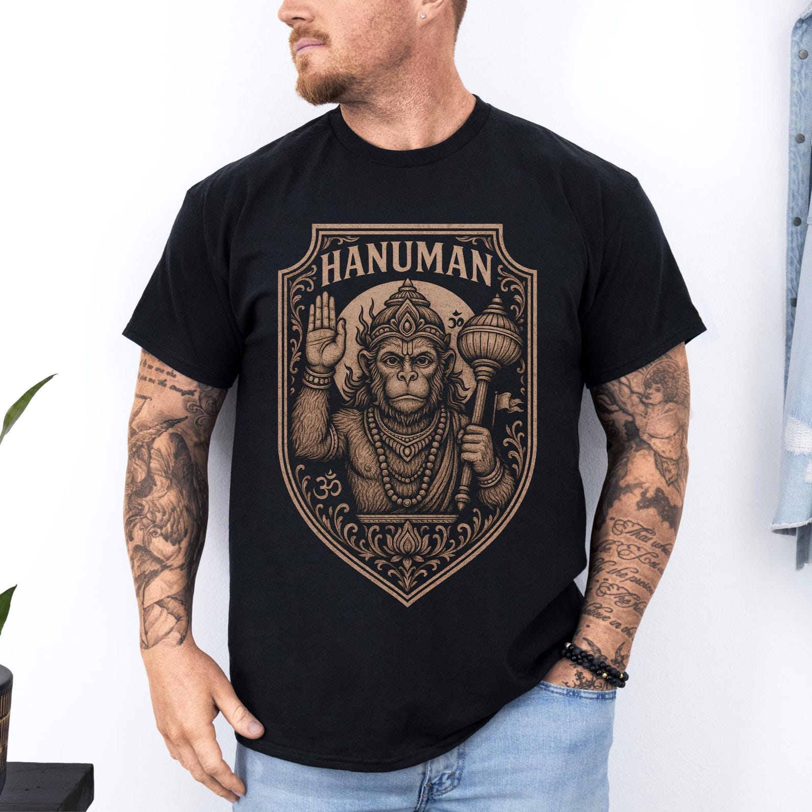 Hanuman T-Shirt Hindu Monkey God Design | Spiritual Deity Tee | Indian Mythology Apparel | Yoga Shirt | Meditation Tee | Vedic God Apparel XL