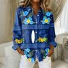 Women's Shirt Hawaii Print Button Up Long Sleeved Casual Regular Shirt With Collar Top