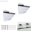 {Summer2}2Pcs Adjustable Metal Glass Clamps Wood/Glass Shelf Bracket Wall Mount Floating Clip Anti-Slip Support Partition Clamp