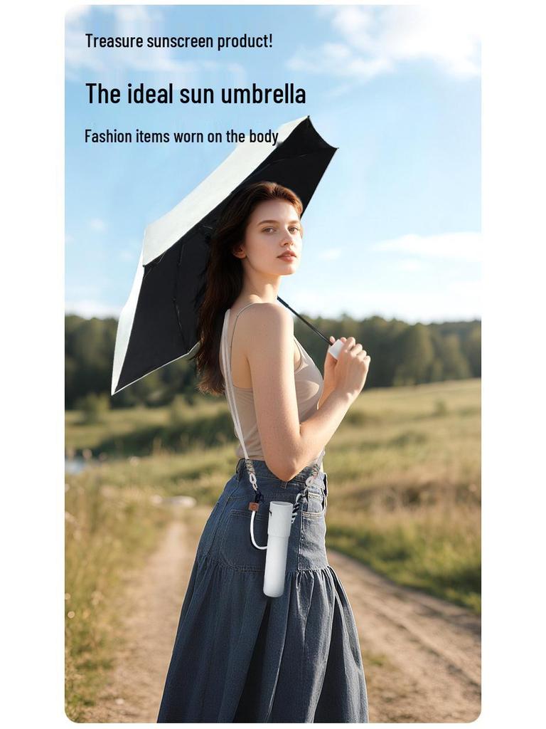 Custom Ultralight Sun & Rain Umbrella, Manual 3-Fold 6-Rib Parasol