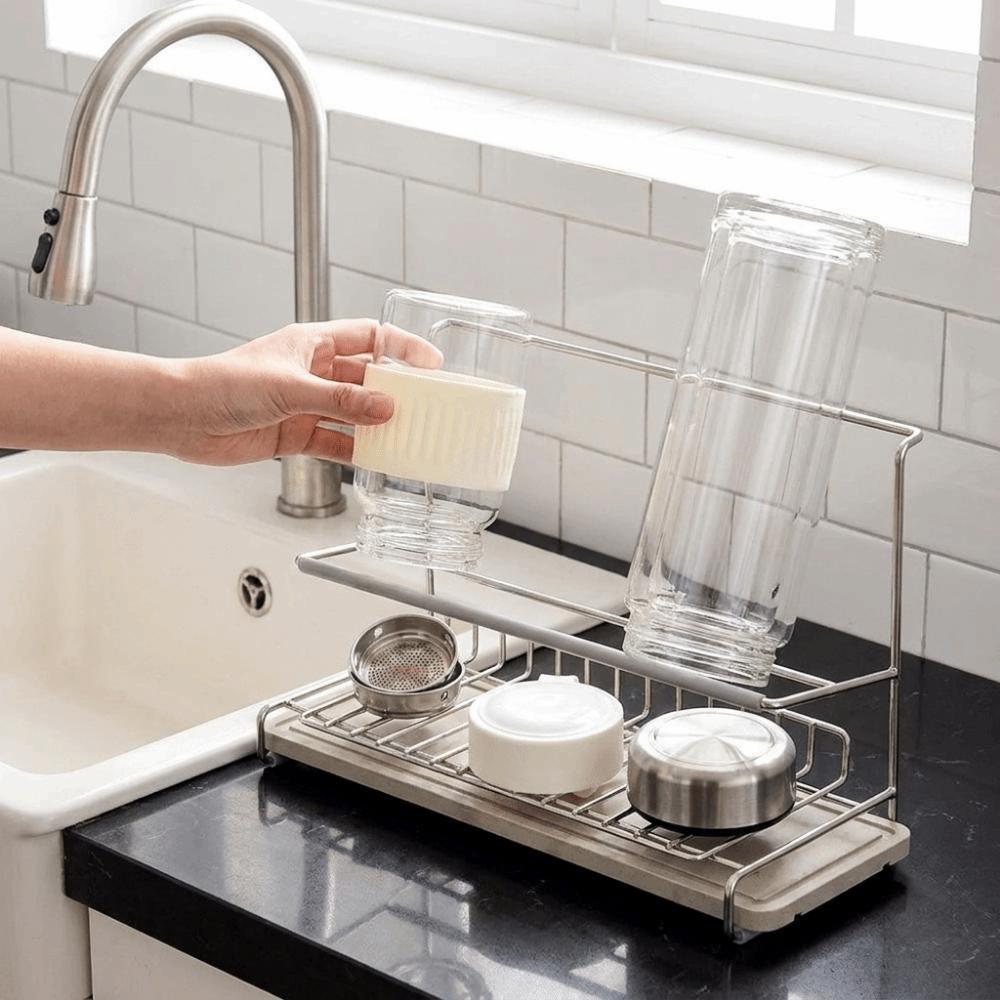 Large Capacity Cup Drying Rack Stainless Steel Bottle Drying Rack Cup Organizer for Kitchen Table