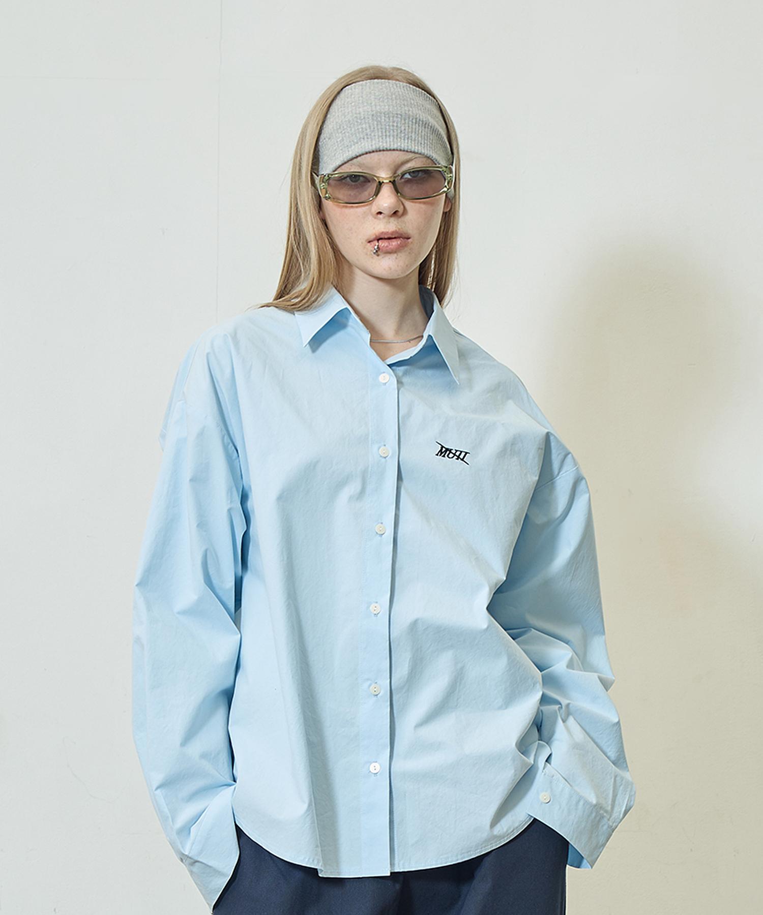 Mutlet Wide Lettering Paper Shirt / Sky Blue Free