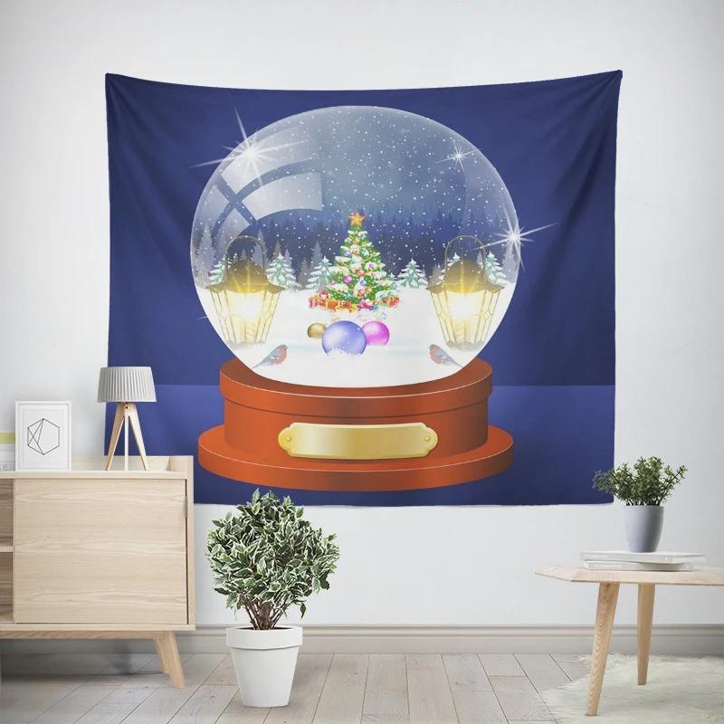 

Christmas New Year Crystal Ball Pattern Tapestry Living Room Sofa Car Interior Decoration Tapestry 100x75cm