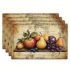 Set of 4 Vintage-Style Fruit-Themed Placemats, 12 Inches by 18 Inches Rectangular Table Mats, Decorative Dining Table Mats Suita