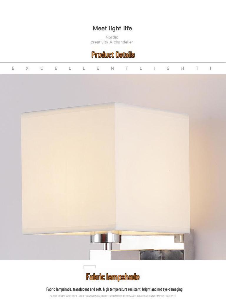 Custom Cross-Border Nordic-American Fabric Wall Lamp for Hotel, Living Room, or Bedroom Bedside Reading