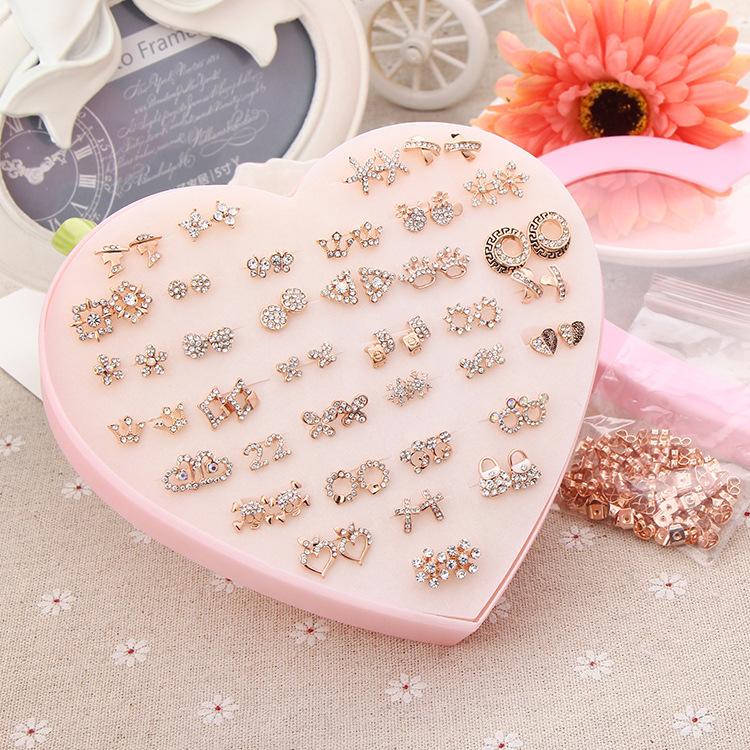 E2231 Earrings Zircon Stud Earrings 36 Pairs Of Boxed Fashion Women S Trinkets Stall