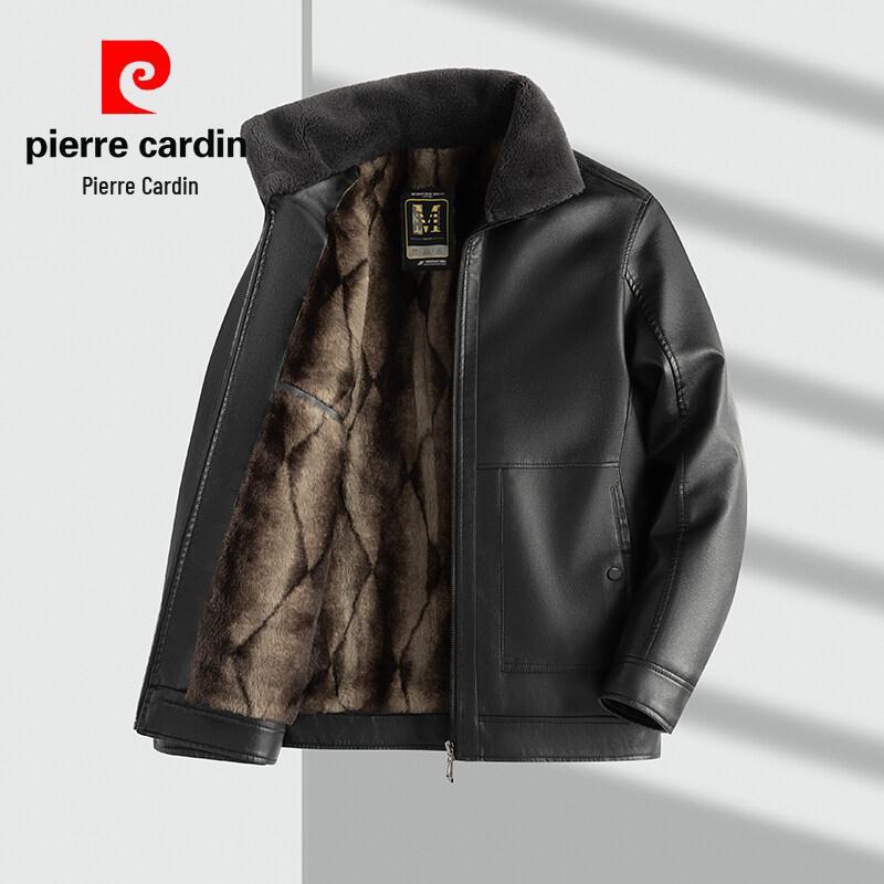 Pierre Cardin 2025 Męska Skórzana Kurtka z Kołnierzem Stojącym - Casualowa, Wszechstronna, Ciepła, z Podszewką z Weluru dla Mężczyzn w Średnim Wieku