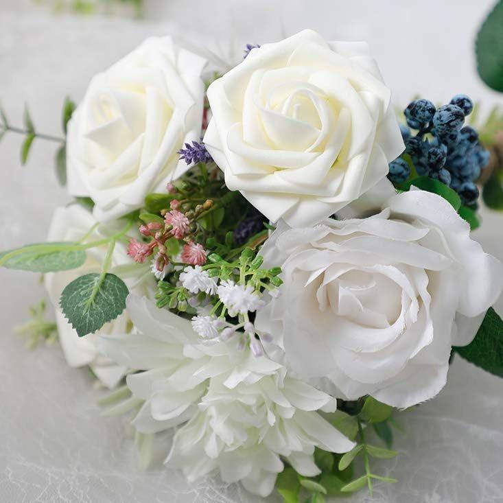 Pu European Gift Box With 8Cm Simulated Foam Roses And 50 Leaves In A Box, Home Floral Decoration