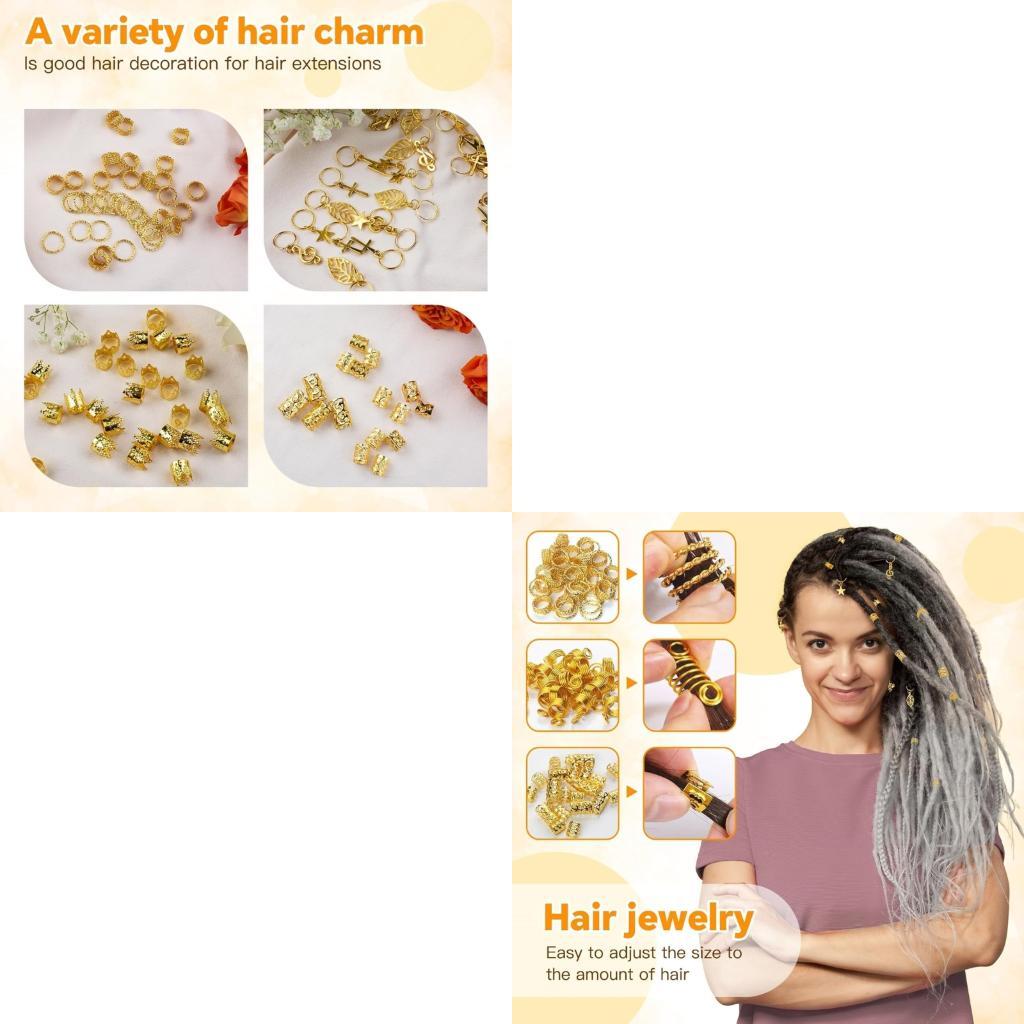 275pcs Metal Hair Cuffs Clip Hair Rings for Braids Dreadlocks Adjustable Unisex Jewelry Styling Kits for Adults Teens