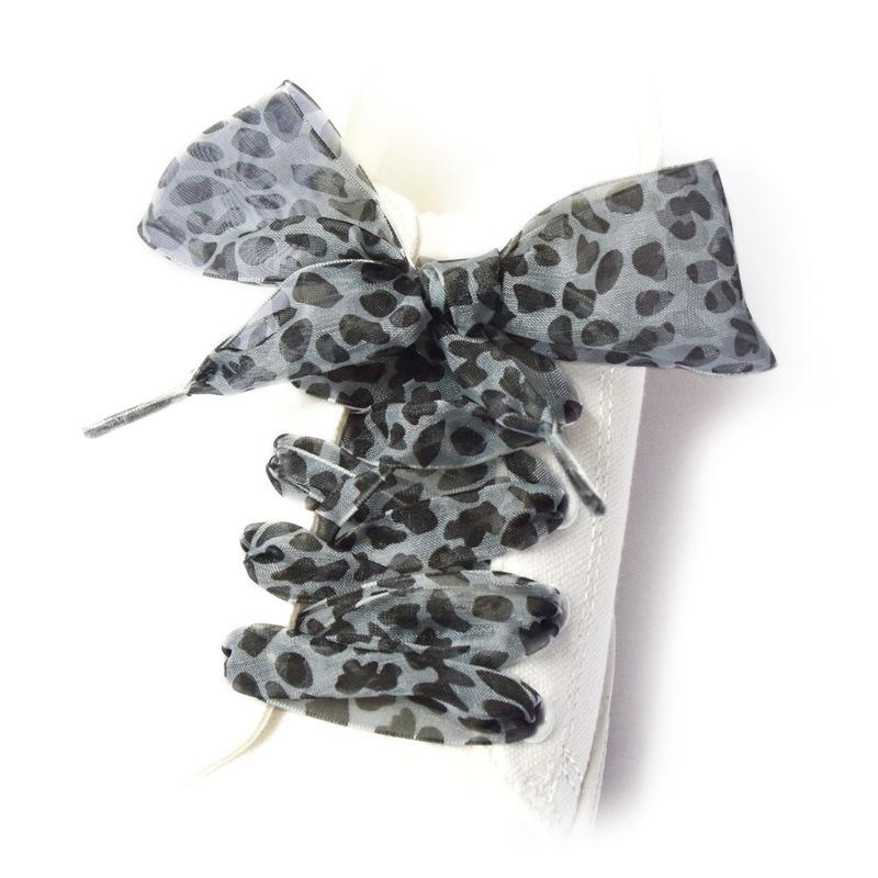 4 Cm Widen Leopard Chiffon Organza Shoelaces 110/130/160 Cm Length Bowknot Sneaker Sport Shoes White Shoes Laces