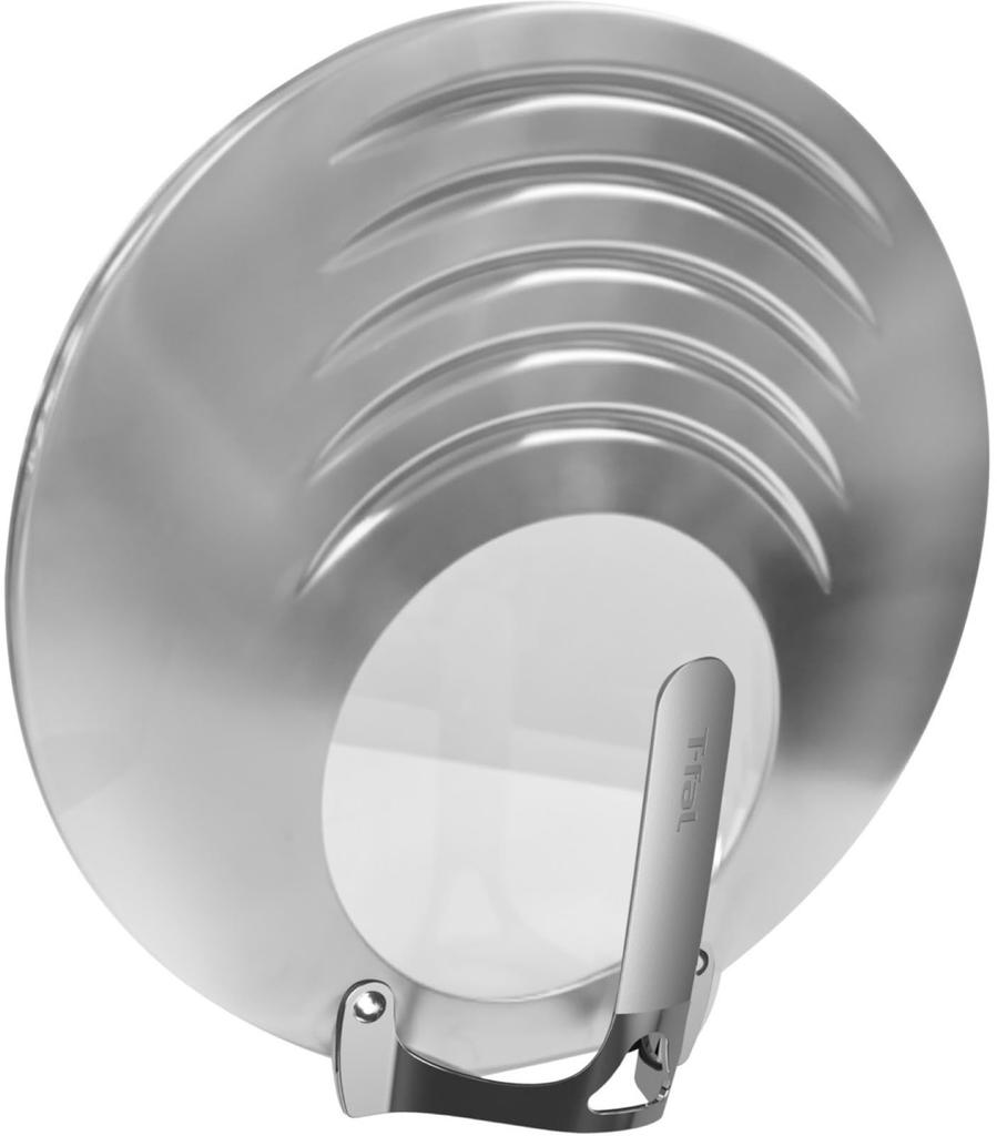 Tefal Stainless Steel Frying Pan with Glass Dishwasher Medium Size Cover/Lid Window, Freestanding, Safe, 20-26cm, (K19785)