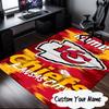 Custom Name Kansas Chiefs Helmet Rug for Living Room, Game Rooms, Office, Bedroom, Floor Mat Playful Design, fan gifts Christmas decor