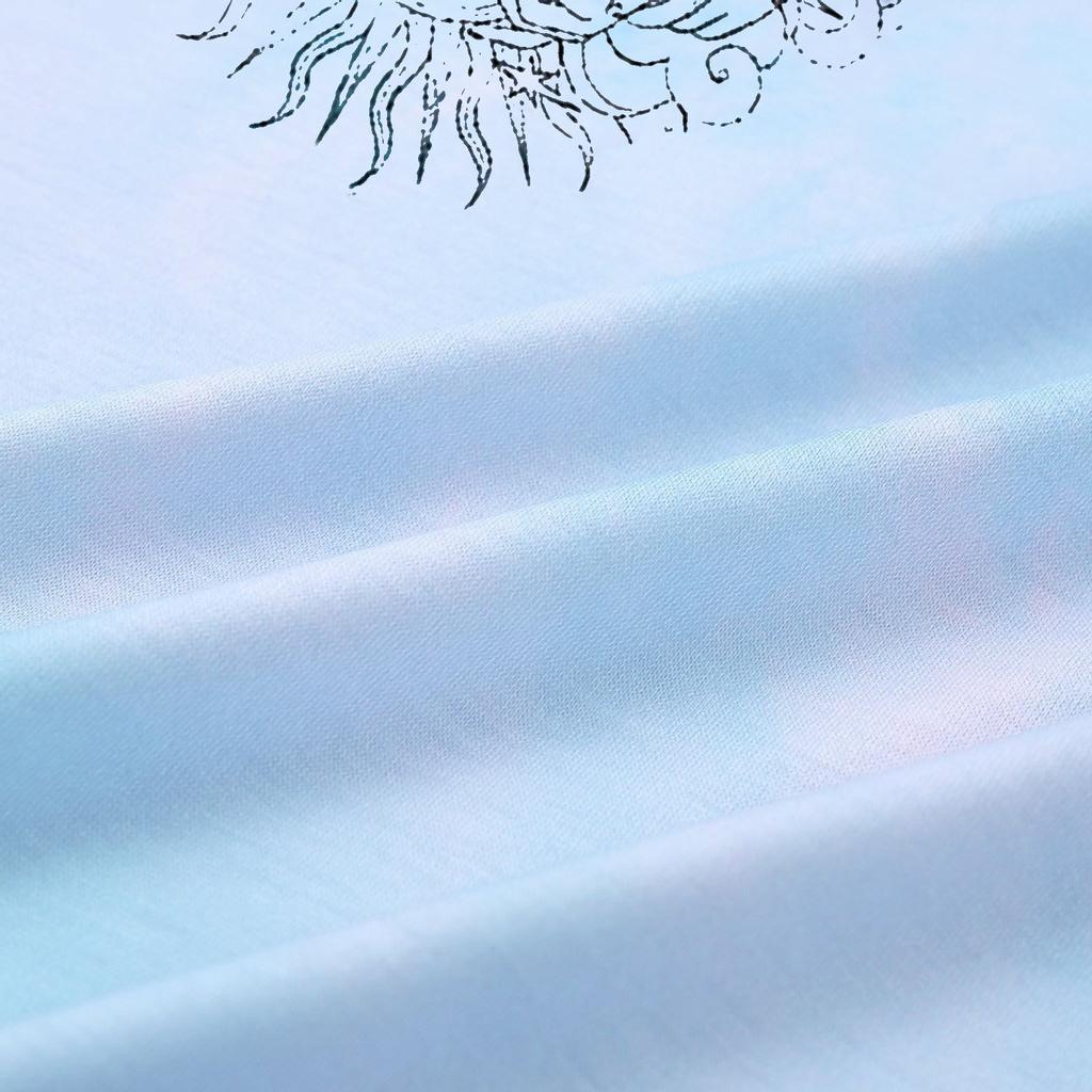 Women's Vintage Sun And Moon Printed Tie-dye Casual Short Sleeve Tops Blouse