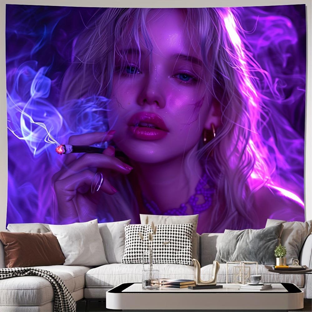 Purple Mist Cool Girl Tapestry European and American Style Background Cloth Decorative Wall Cloth Cute Room Decor
