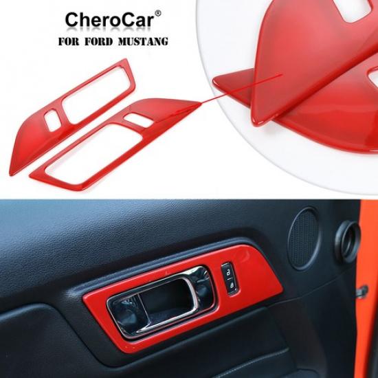Interior Door Handle Bowl Trim Cover For Ford Mustang 2015- Accessories Red