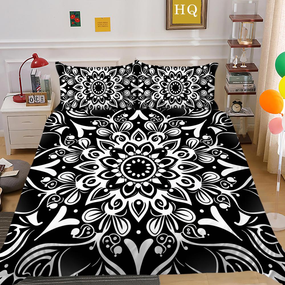 Zestaw poszewek na kołdrę 3D w kolorze czarnym Paisley King Size Home Textiles Girl Bedspread Luxury Bedding Cover Set