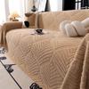 Cream Plush Sofa Wrap: One-Piece Cushion Cover & Warm Blanket for Autumn/Winter.