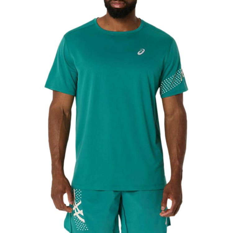 ASICS T Shirts Men s Green Crew Neck 2011D300-300 L