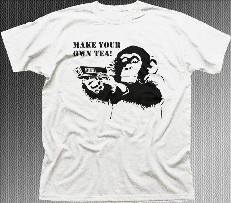 New Tetley Make Your Own Tea funny Chimpanzee Monkey chimp white t-shirt 9842 XXXL