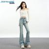 Jeanswest Women's Summer Washed High-Waist Flare Jeans