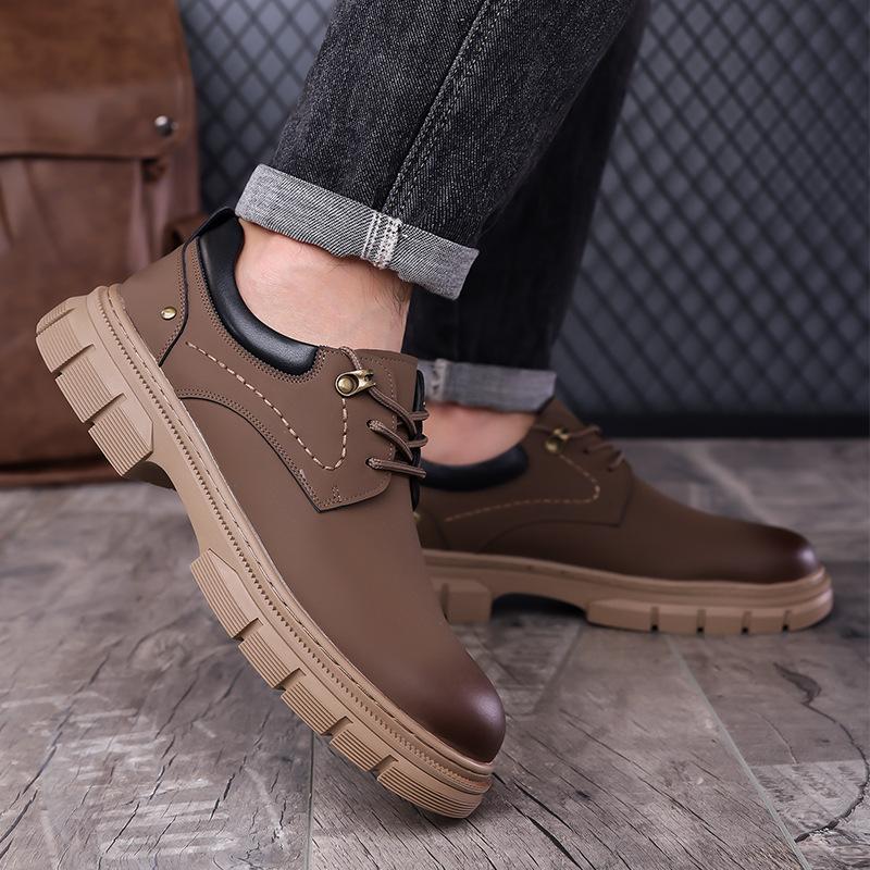 Retro-style Big Head Leather Shoes for Men Fashion Casual New Designer Outdoor Shoes Male Spring Autumn Platform Work Shoe Man