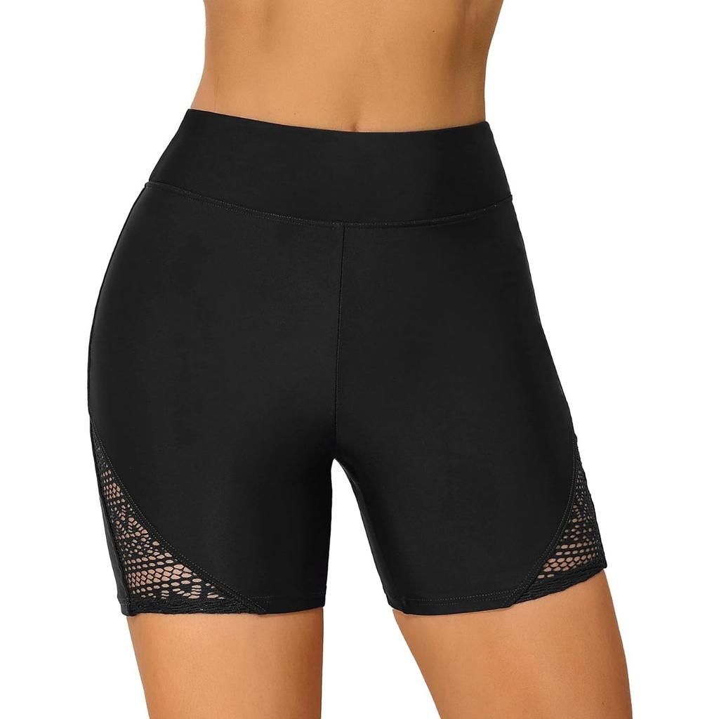 CHARMLEAKS Women's Boardshort Swim Bottom High Waisted Tankini Swimwear Shorts