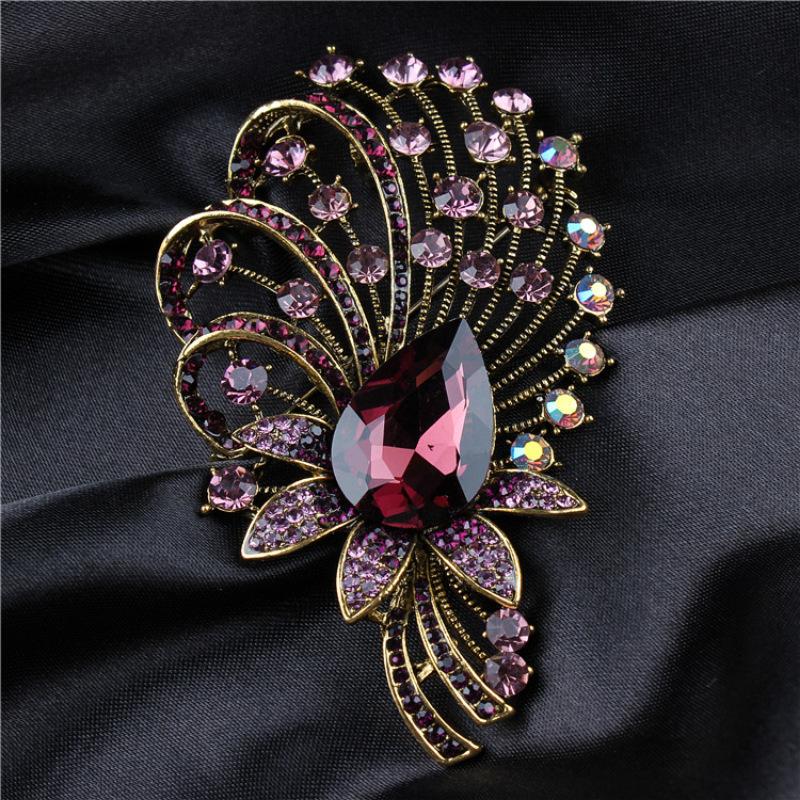 Hofstil Strass Kristall Brosche Weiblich Luxus Farbe Schwerindustrie Brosche Elegante Accessoires