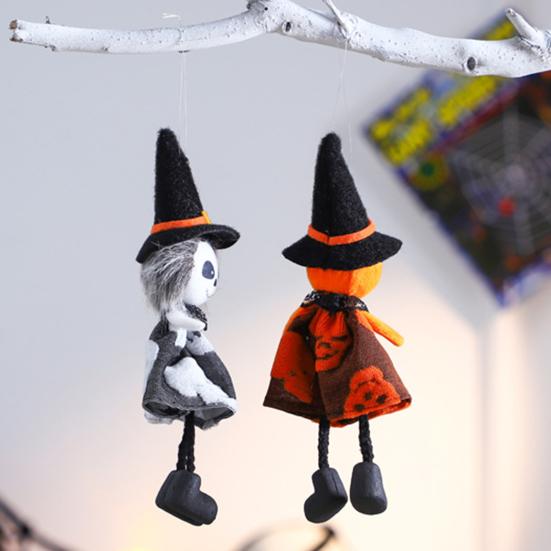 Halloween Hanging Decoration Pumpkin Ghost Witch Black Cat Plush Dolls Tree Ornaments for Indoor Outdoor Home Yard Porch Tree Decor