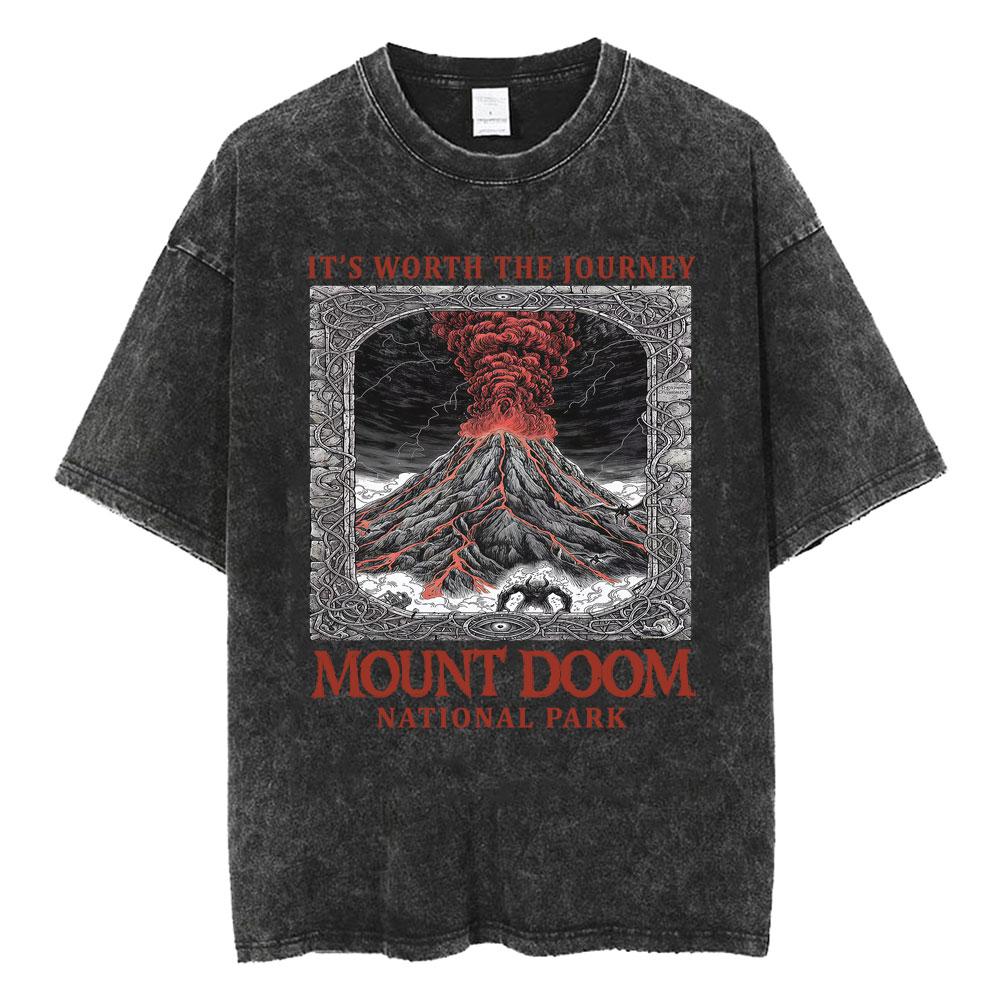 Funny LOTR Mordor Mount Doom National Park Vintage Washed T Shirts Men Women Fashion Japanese Style Oversized T-shirt Streetwear S разноцветный