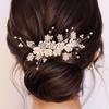 Cross-Border New Bridal Handmade Pearl Resin Flower Beaded Hair Comb Headdress Wedding Accessories Factory Wholesale