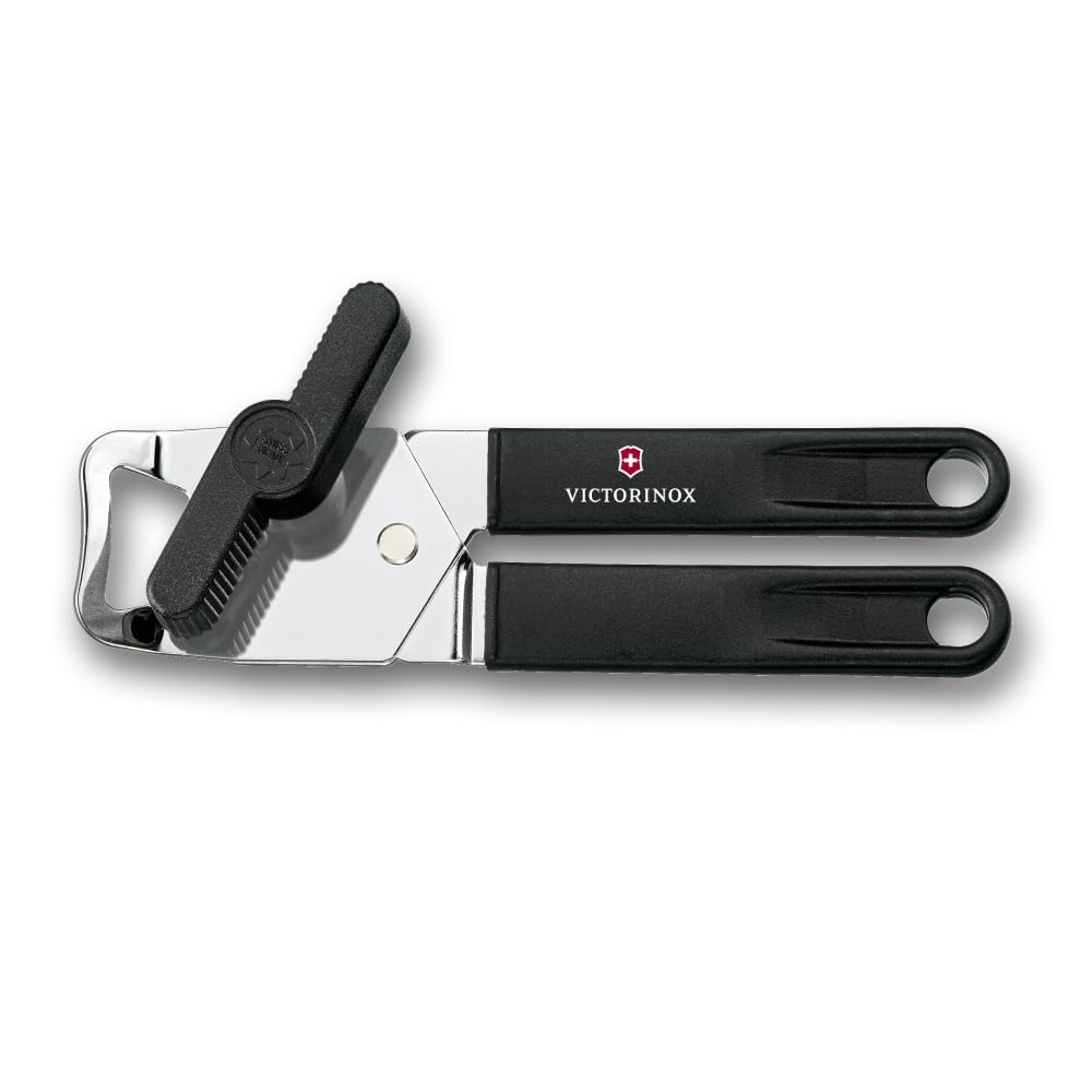 Victorinox Can Manual Circular Blade with Bottle Easily Opens Can Lids Opener, Black, Opener, 7.6857.3,