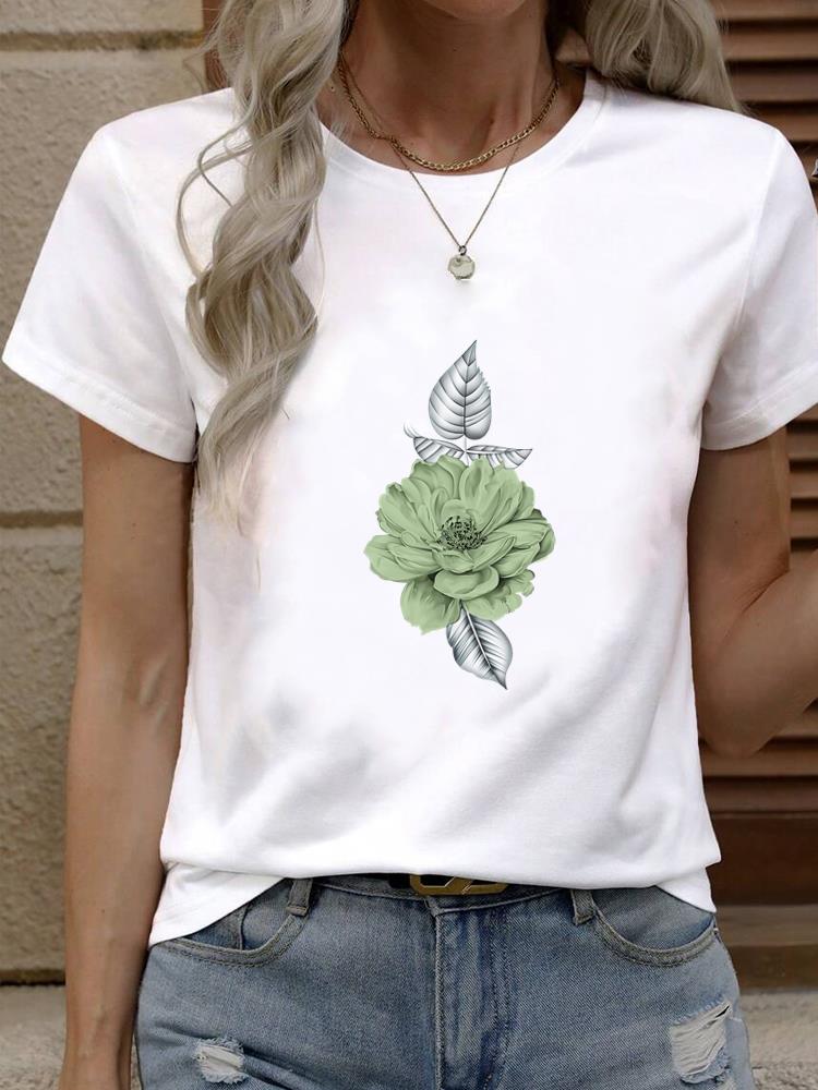 (Asian Size) Tee Top Women Fashion Female Clothing T Shirt Woman Print  butterfly floral trend 90s Short Sleeve Graphic T-shirts