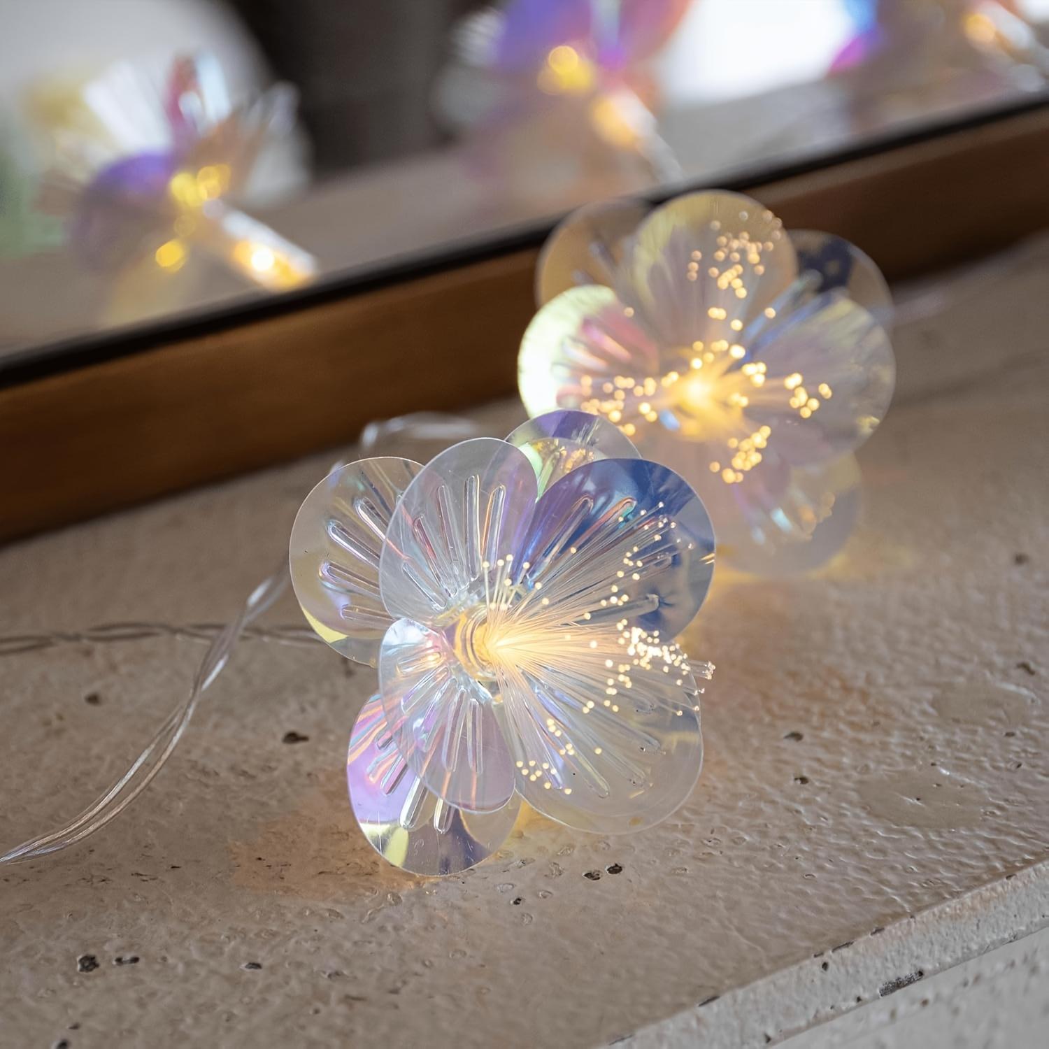 1 шт. 10 светодиодов Пятицветные смешанные Двухслойные Четырехлистный клевер Цветок Гирлянда - Цветные Радужные Лепестки, Работает от батареек (без батареи), Гирлянды 2m