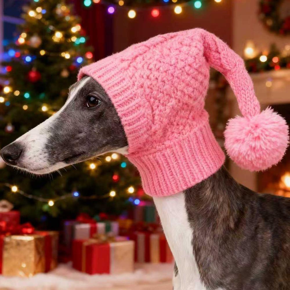 Sombrero de Punto Transpirable Elástico para Perro Cubre Orejas Acogedor Envoltura para Cabeza de Mascota con Bola Calentador para Cuello y Cabeza Protector Uso Diario
