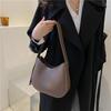 Yogodlns Half-Moon Hobo Shoulder Bag For Women PU Leather Retro Solid Color Crossbody Bag