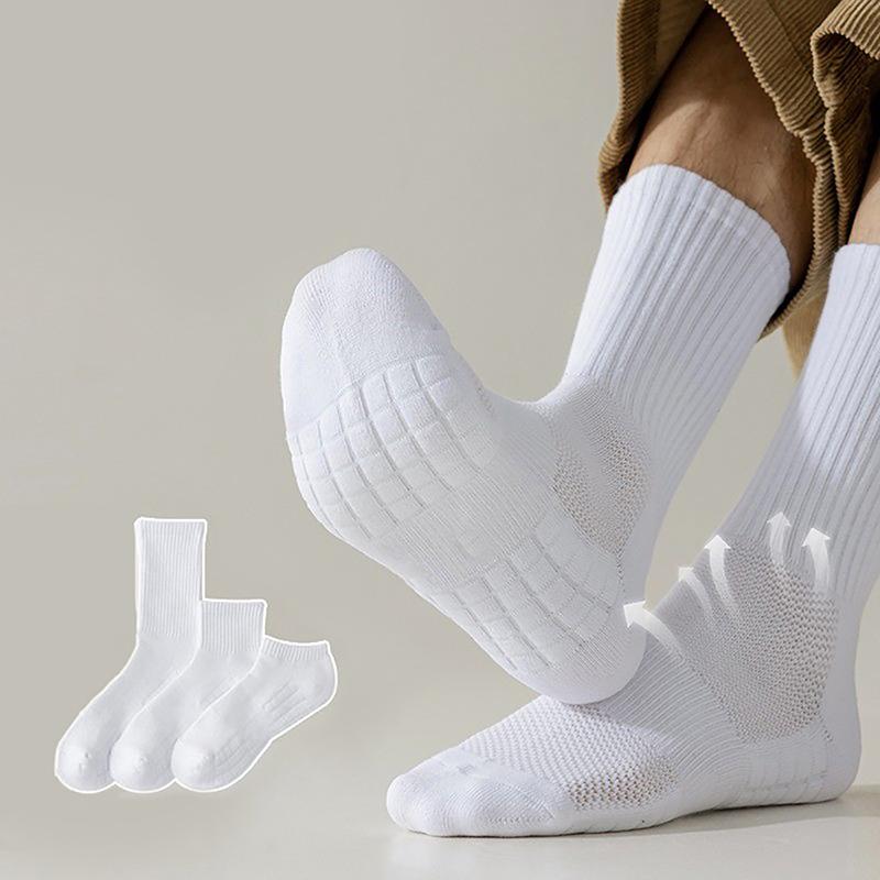 Men Towel Sole Sports Socks White Black Long Socks Men'S Massage Terry Sole Men Socks Breathable Mid-Calf Basketball Socks