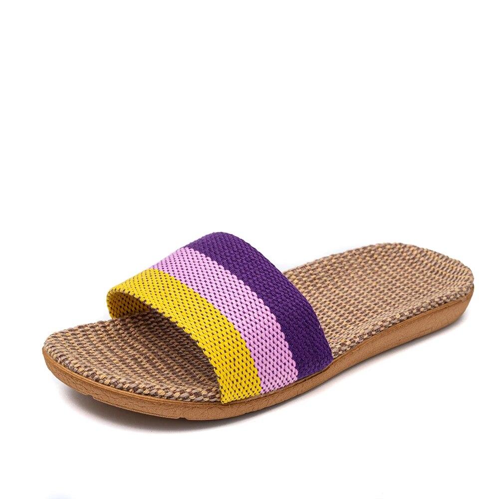 Summer Linen Women'S Slippers Flat Sandals Home Color EVA Lightweight Shoes For Women Casual Slippers