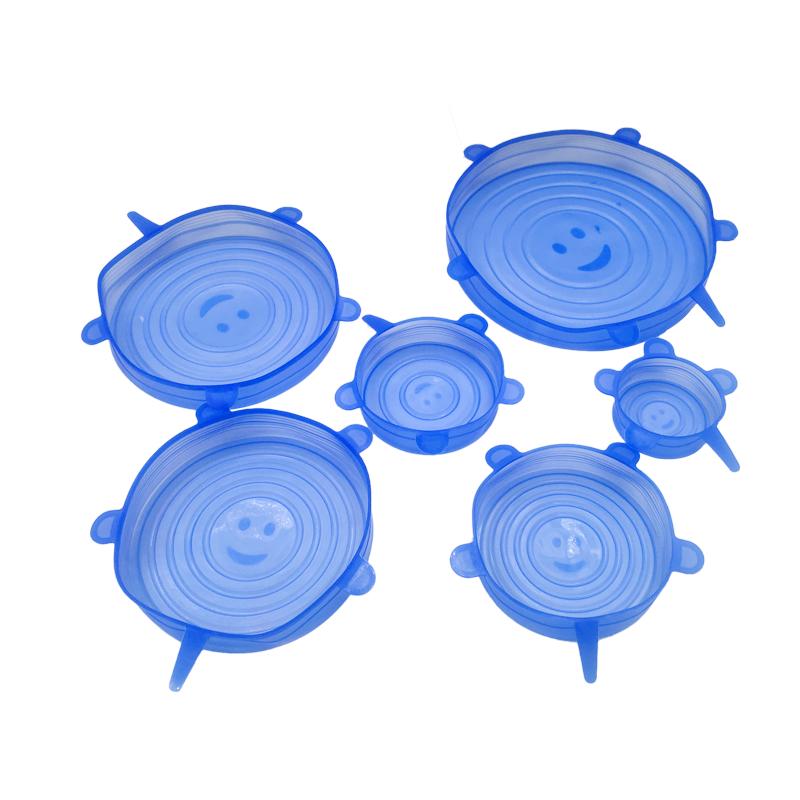 6 Pcs/ Set Universal Food Silicone Cover Reusable Silicone Stretch Lids Caps for Cookware Pot Cover Kitchen Accessories