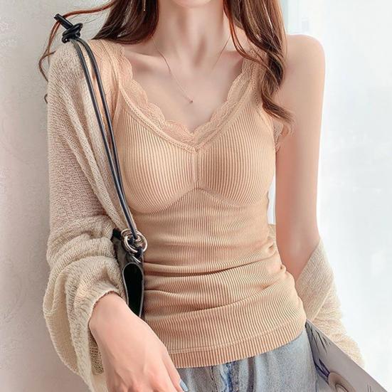 Women's Thermal Tank Top Lace Fleece Lined Warm Base Layer Vest Sleeveless Padded Camisole Undershirts