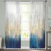 Niebieskie abstrakcyjne kolory Sheer zasłony do salonu sypialnia Home Decor kuchnia tiul do okien woal zasłony
