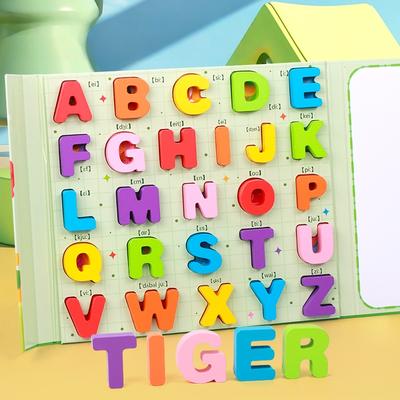 Puzzle in Legno per Bambini Puzzle Colorati con Alfabeto Giocattoli Educativi Montessori per l'Apprendimento Precoce Gioco di Abbinamento per Bambini Abbinamento Lettere