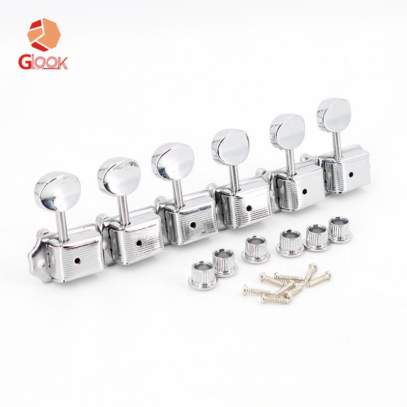 

High-End Vintage Electric Guitar Tuners: SQST FD Inline Wave-Handle Silver Tuning Pegs