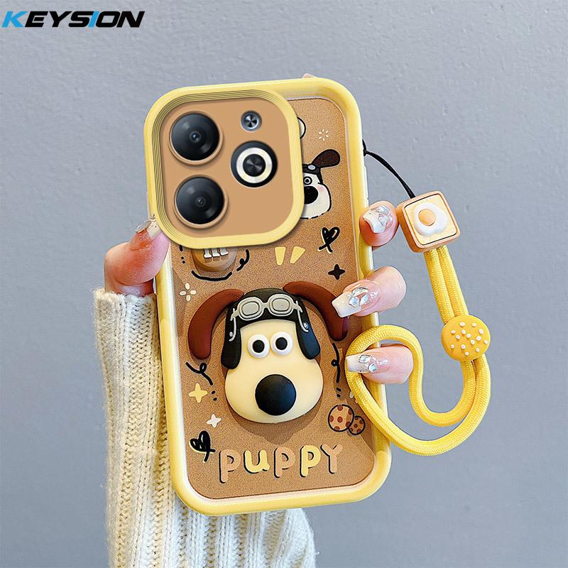 

KEYSION Противоударный чехол для Realme Note 70 70T со шнурком Мягкий силиконовый Милый 3D мультяшный чехол на заднюю панель телефона для OPPO Realme 70T 70 for Realme Note 70T